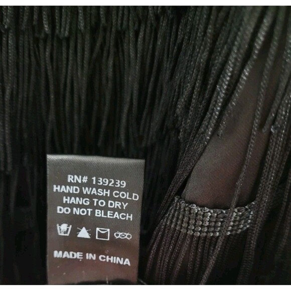 NEW Tuckernuck Black Fringe Bristol Dress Size Medium Cocktail Jazz Holiday $198 - Picture 8 of 11